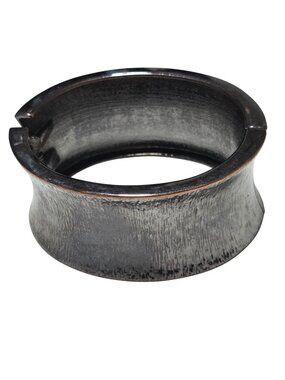 Vintage Hinged Silver Tone Cuff Bracelet Brushed Finish Chunky Gothic Fashion